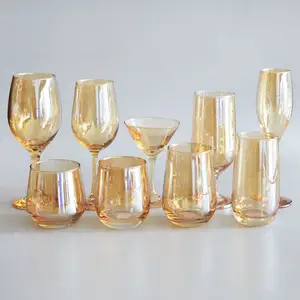 玫瑰金电镀个性化红酒杯高脚杯玻璃喝香槟威士忌玻璃杯