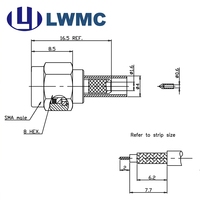 Conector RF LWMC SMA Macho para Cable RG316, Chapado en Oro, Pedido al por Mayor, hasta 12.4GHz, Cuerpo SUS303, PIN para Soldar