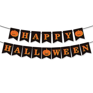 Banderas Decorativas Temáticas de Halloween 2025 para Fiestas Transfronterizas, Venta al por Mayor, Diseños de Calabazas, Murciélagos y Telarañas <span class=keywords><strong>en</strong></span> Naranja y Blanco para Hogar y Escuela - Product Image 2