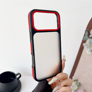เคส iPhone 17 Pro Max รุ่นใหม่แบบมีร่อง, 16 / 15 สีดำด้านโปร่งแสง, 14 ลายหยดน้ำ, 13 ขอบสีแบบครอสบอร์เดอร์ - Product Image 1