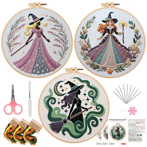 Kit bordir jarum tusuk buatan tangan Diy penyihir Halloween <span class=keywords><strong>Set</strong></span> kit bordir pemula tusuk silang kustom - Product Image 1