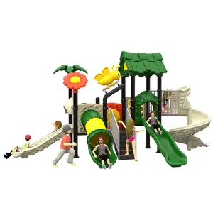Parque infantil de plástico, toboganes de jardín de infantes al aire libre, equipo de juegos