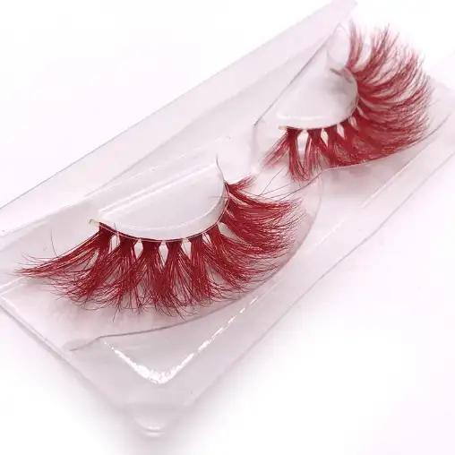 2021 New Hot Selling Red 10-16 Mm Short Natural Hair False Eyelashes Thick Comfortable 3D Mink Flutter Eyelashes
