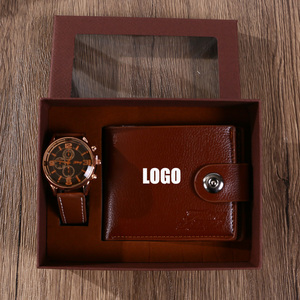 Set Regalo Aziendale Personalizzato con Logo Stampato, Souvenir <span class=keywords><strong>per</strong></span> <span class=keywords><strong>San</strong></span> <span class=keywords><strong>Valentino</strong></span>, Regalo <span class=keywords><strong>per</strong></span> <span class=keywords><strong>Fidanzato</strong></span>, Festa del Papà, Orologio al Quarzo e Portafoglio - Product Image 1