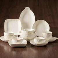 Ensemble de bols en céramique Jingdezhen pour la maison, couleur sous-glaçure simple, bols à riz épaissis, assiettes et services de vaisselle pour la vente en gros
