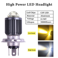 Phare de moto Kevanly MOTOR033 12V 12W 3570 LED BA20D H4 P15D Blanc Jaune Double Couleur IP67 Étanche 1800lm 100%