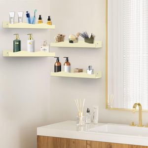 Estante acrílico de montaje en pared Beige resistente de 15 pulgadas estante decorativo flotante para plantas registros baño sala de estar almacenamiento - Product Image 6