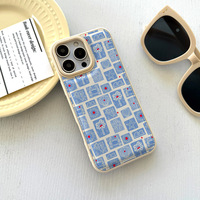 Étui de protection antichoc bleu océan pour filles, design couleur unie avec technique de pliage à chaud, pour téléphones portables, kit de nettoyage inclus