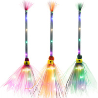 Balai volant de sorcière pour Halloween, accessoire de cosplay, monture de sorcier, balai en PVC lumineux à LED pour enfants et adultes