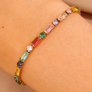Bracelet en fer à griffes de zircon coloré de style européen et américain, transfrontalier, luxe léger, haut de gamme, romantique, pour femmes et couples - Product Image 3