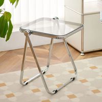 Klappbarer kleiner Couchtisch aus Acryl mit Metall-Eisenrahmen, schlicht, modern, nordisch, luxuriös, für Wohnzimmer, Zuhause, Möbel, Nachttisch