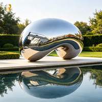 Escultura de Puerta de Nubes de Acero Inoxidable Pulido Grande RELONG, Estatua de Arte Abstracto Metálico Personalizada para Jardín o Parque al Aire Libre
