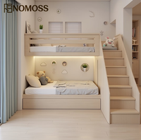 Lit superposé minimaliste haut de gamme pour enfants avec un aménagement pratique à deux niveaux pour appartements, maisons familiales et chambres d'enfants