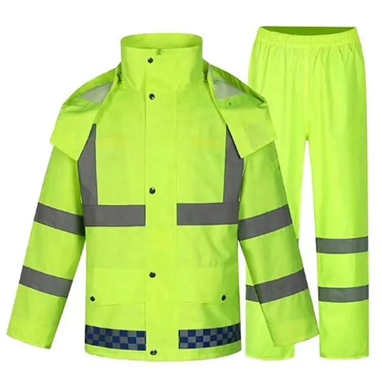 ชุดทำงานเสื้อแจ็กเก็ตกางเกงใส่ทำงานสำหรับชุดทำงานเพื่อความปลอดภัยสะท้อนแสงทัศนวิสัยสูง