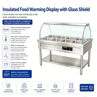 Table chauffante électrique professionnelle en acier inoxydable pour buffet, idéale pour restaurants et hôtels, avec couvercle en verre