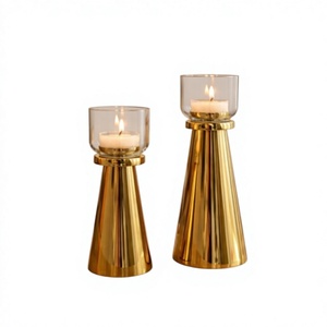 Porte-bougie pour centre de table de mariage, décoration de table à manger, porte-bougie en métal pour événements, porte-bougie en métal élégant - Product Image 1