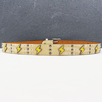 Ceinture en PU gaufré effet crocodile crème JULUN pour homme, boucle double ardillon argent antique, style punk streetwear pour jeans