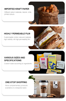 Emballage personnalisé en papier kraft pour pain, sac biodégradable pour cadeaux, mariage, nourriture, gâteau, baguette, croissant, boîte à pain avec fenêtre transparente