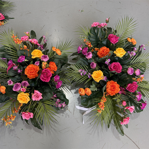 IFG Ventes Flash Guirlande Florale Artificielle Rose Vif <span class=keywords><strong>Orange</strong></span> Verdure Tropicale pour Décoration de Mariage et Fêtes - Product Image 3
