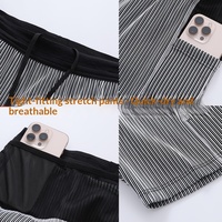 Leggings de sport pour hommes en tissu côtelé avec poches élastiques, shorts de compression pour le cyclisme, pantalon de marathon