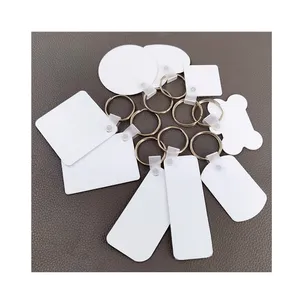 Ready to Ship Sublimation Aluminum Keychain Two Sides Gloss White Sublimation Metal Rectangle Keychain