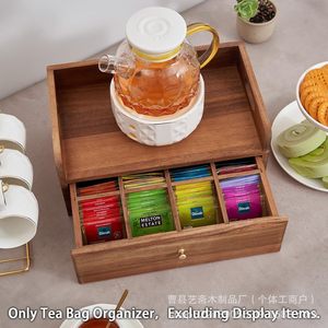 Wooden <b>Tea</b> <b>Box</b> Drawer Style With Partitions Office Organizer Rectangle Shape Solid Color - Product Image 3
