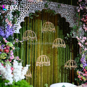 LEDA Custom Indian Moroccan Style <b>Wedding</b> Stage Backdrop White Sequins Acrylic <b>Arch</b> Hollow Bridal New Arrival - Product Image 1