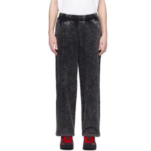 Pantalon de jogging streetwear personnalisé pour homme, en coton molletonné épais, délavé à l'acide, à empiècements, coupe ample et jambe large - Product Image 2