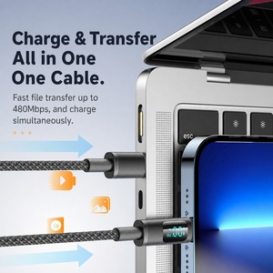 100W Fast Charging Type-C Data <b>Cable</b> Braided Jacket Smart Digital Display USB 3.2 Shielded Charging Cord <b>for</b> Laptop - Product Image 2