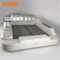 PURUO Lit intelligent de luxe Ensemble de lit multifonction king size Drap Plateforme Message Lit avec haut-parleur