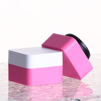 Pot carré en PP pour crème cosmétique 5g 10g 15g 30g 50g, vente en gros, couvercle blanc rose vif, conteneur carré en plastique pour gel à ongles