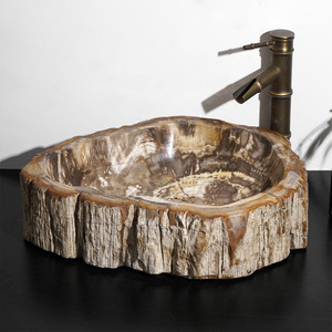 Incroyable évier <span class=keywords><strong>en</strong></span> pierre de <span class=keywords><strong>bois</strong></span> pétrifié fossile naturel - Product Image 3