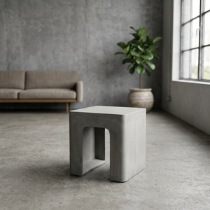 Modern Arch Square Fiber Concrete Side Table Architectural GFRC End Table for Indoor Outdoor Living Spaces - Product Image 5