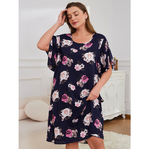 Europeo americano Plus Size indumenti <span class=keywords><strong>da</strong></span> <span class=keywords><strong>notte</strong></span> Sexy <span class=keywords><strong>da</strong></span> donna ampia <span class=keywords><strong>camicia</strong></span> <span class=keywords><strong>da</strong></span> <span class=keywords><strong>notte</strong></span> a maniche corte per ragazze paffute - Product Image 1