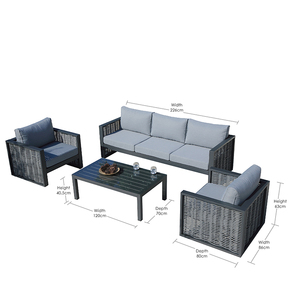 Sofá y sofás de ratán OSMEN DRESDEN Morden, Juego de 4 piezas, sofá de Patio exterior para <span class=keywords><strong>terraza</strong></span> y jardín - Product Image 5
