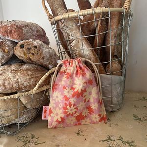 Nice Quality Washable Muslin Calico Small Cotton <b>Pouch</b> Organic Cotton <b>Drawstring</b> Bag With Label - Product Image 1