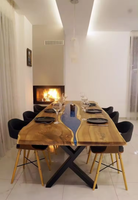 Mobilier en bois moderne pour restaurant, prix d'usine, dalle de cuisine à bord vif, table à manger en bois de noyer massif