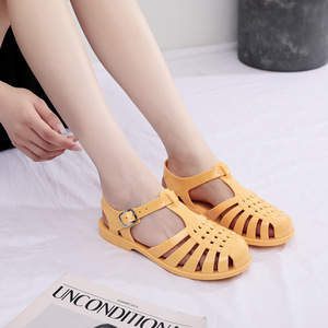 Nuova moda donna casual caviglia croce fondo morbido cinturino traspirante fibbia romana piatta avvolgere <span class=keywords><strong>sandali</strong></span> vuoti trasparenti - Product Image 5