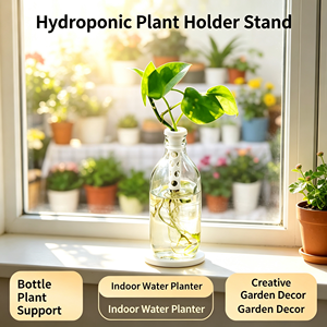 Soporte para plantas hidropónicas, soporte para plantas en botella blanca, macetero de agua para interiores, soporte para plantas de escritorio, decoración creativa para el hogar y la oficina - Product Image 2