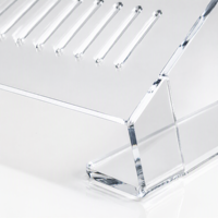 Support d'ordinateur portable en acrylique transparent personnalisé, rehausseur d'écran incliné avec fentes d'aération, support de bureau OEM avec logo, boîte de présentation