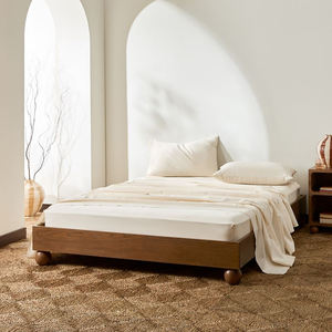 Design moderne Chambre à coucher Appartement Loft Chez l'habitant Lit double à cadre Hôtel King Size Panneau Latt Chêne Reine Plinthe Base Lits sans tête - Product Image 6