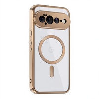 Étui de téléphone de luxe premium en cuir texturé électroplaqué avec film de protection d'objectif, chargement magnétique et antichoc pour GOOGLE Pixel 10 11 Pro