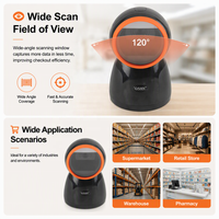 Lecteur de codes-barres 1D 2D omnidirectionnel de bureau, lecteur de codes QR pour POS, PC, supermarché, magasin, commerce de détail, centre commercial, secteur médical