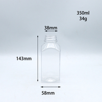 Bouteilles en plastique PET de 500 ml (16 oz) pour jus et boissons, avec couvercle inviolable, carrées, sérigraphiées, vente en gros