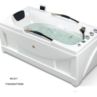 Baignoire rectangulaire en acrylique avec fonction de trempage et éclairage LED au fond, pour usage hôtelier, avec lecteur DVD MG-905T
