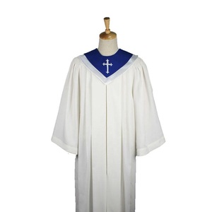 Robes de choeur cannelées senior à manches ouvertes personnalisées en gros robes de choeur avec étole de choeur réversible - Product Image 5