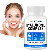 Ausreson OEM Capsules d'acide hyaluronique complexe, Complément hydratant, Éclaircissement cutané, Collagène, Vitamine C, Capsules d'acide hyaluronique