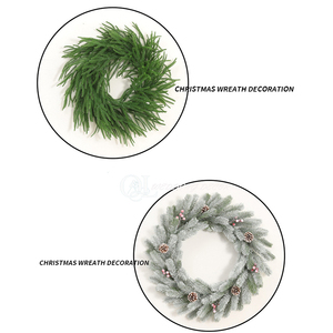 Guirlandes de Noël floquées blanches très vendues, couronnes de sapins avec pommes de pin, couronnes personnalisées pour la décoration intérieure - Product Image 3