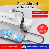 Câble de données rotatif à double courbure, rétractable, à ressort, à charge rapide, compatible avec les connecteurs Type-C