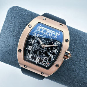 Montre chronographe en titane doré de forme tonneau, miroir en cristal de saphir multi-niveaux, mouvement ultra-fin, montre pour homme - Product Image 2